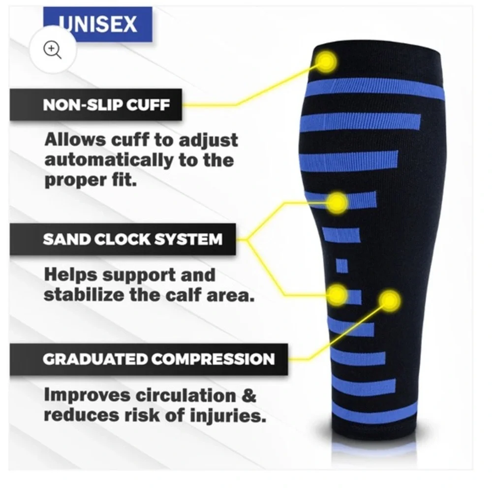 PowerLix unisex Calf Compression Supreme Shin‎ Splint Sleeves sz L/XL new-1 pair
